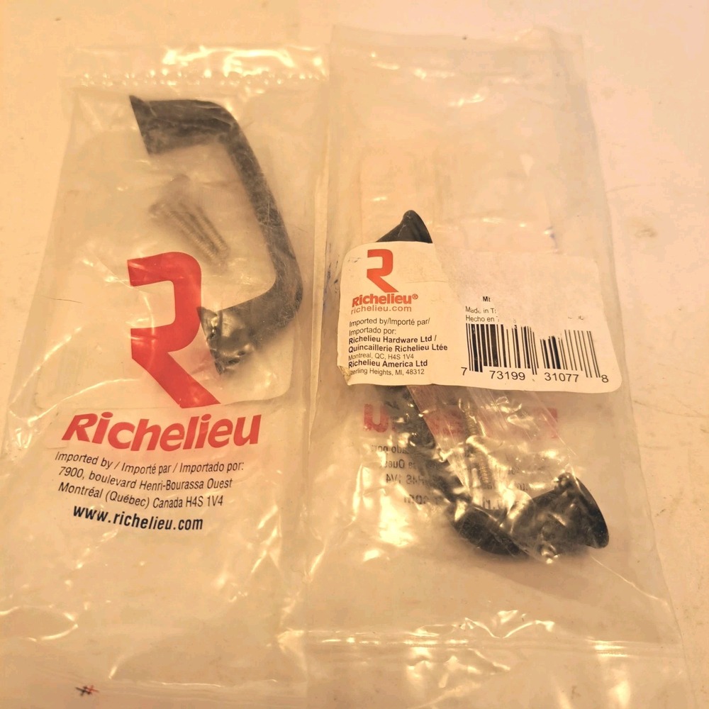 Richelieu Matte Black Metal Cabinet Handle Pull w/ Mounting Screws **Lot of 2